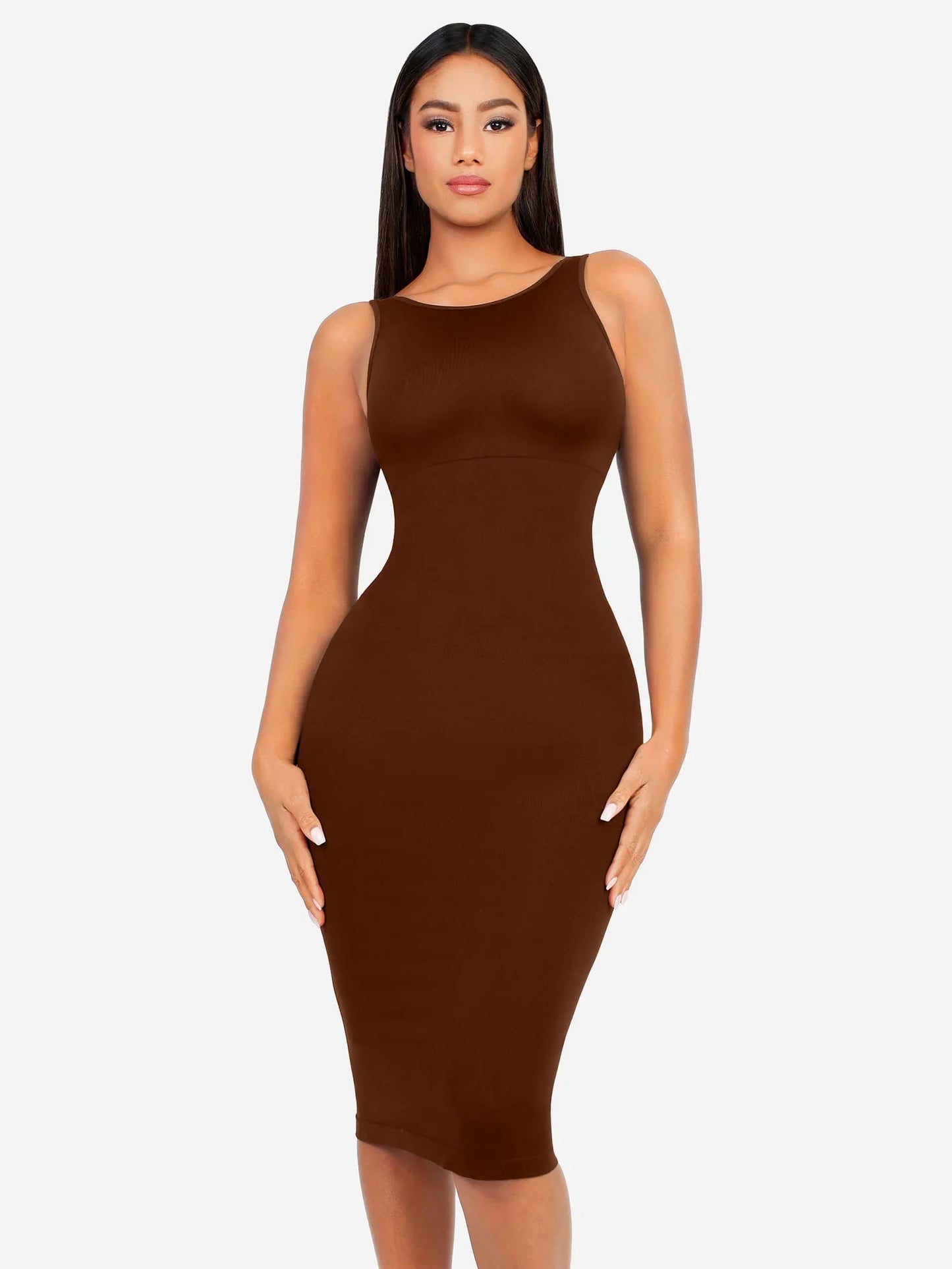 Shapevie – Seamless High-Neck Midi Shaping Dress
