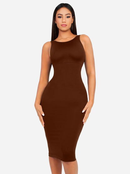Shapevie – Seamless High-Neck Midi Shaping Dress