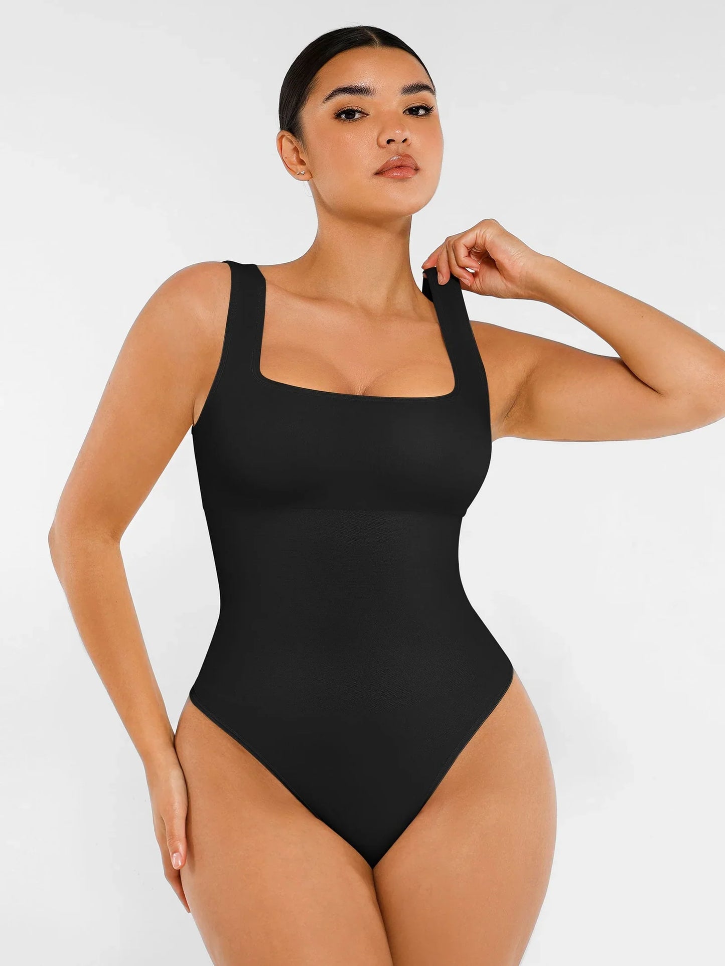Shapevie – Ribbed Bodysuit with Square Neckline