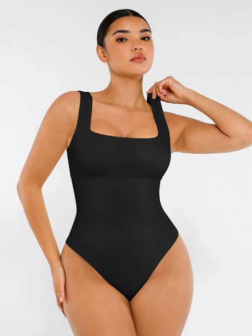 Shapevie – Ribbed Bodysuit with Square Neckline