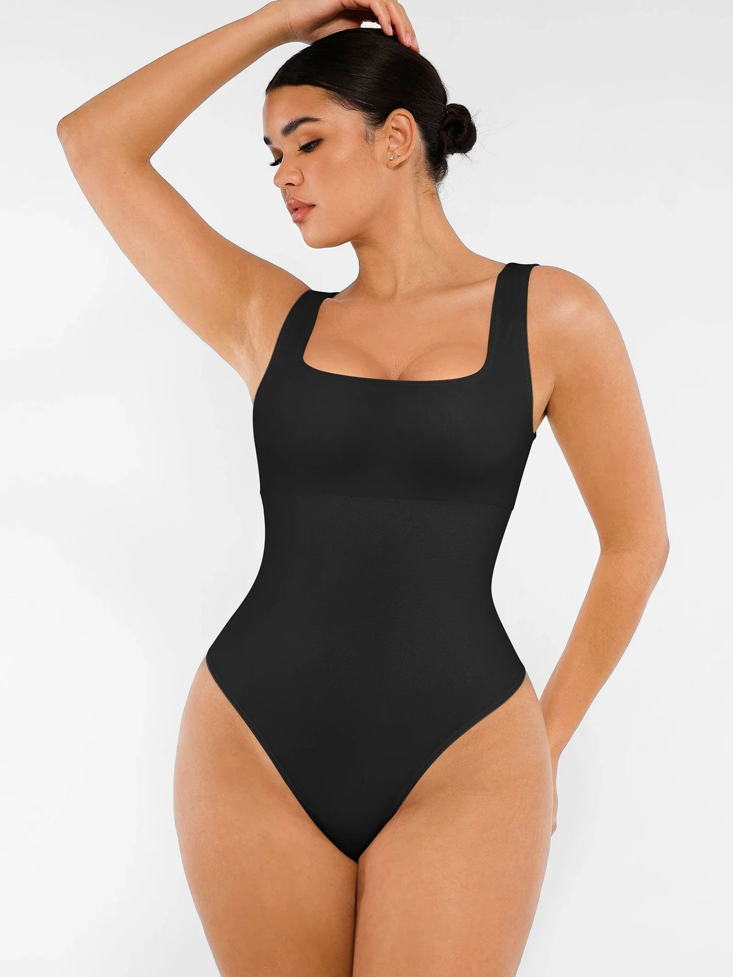 Shapevie – Ribbed Bodysuit with Square Neckline