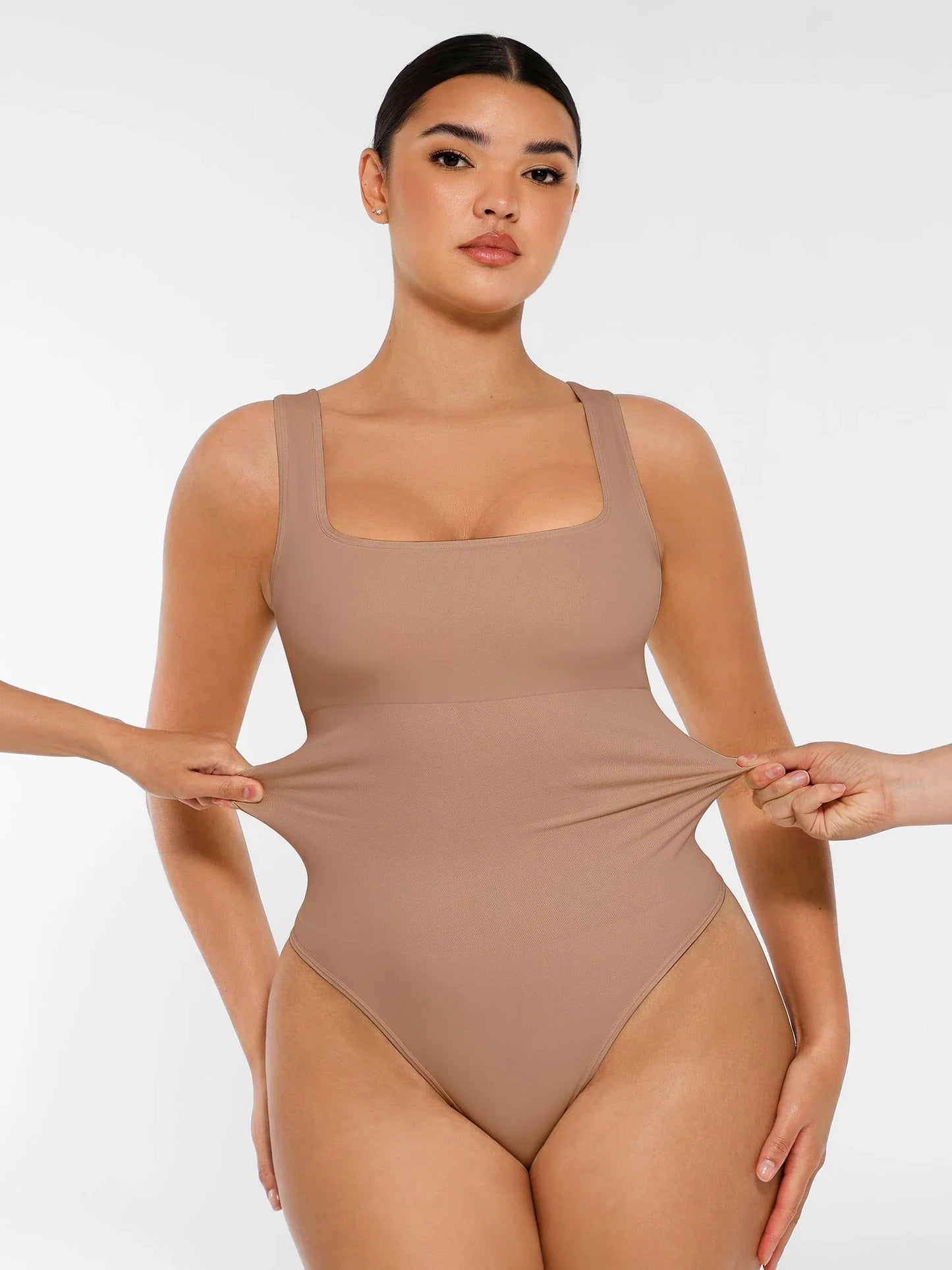 Shapevie – Ribbed Bodysuit with Square Neckline