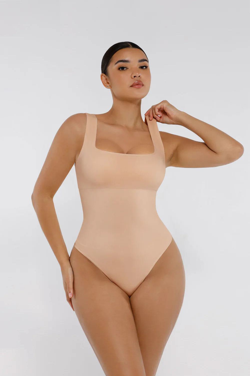 Shapevie – Ribbed Bodysuit with Square Neckline