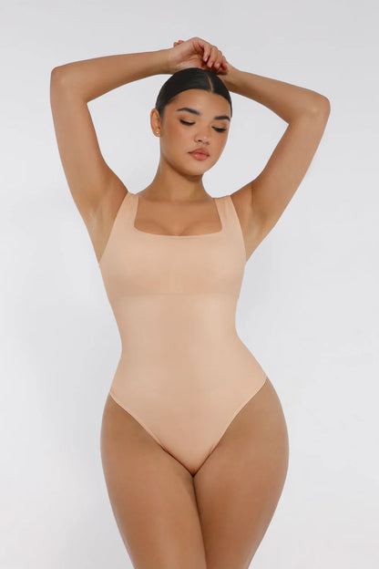 Shapevie – Ribbed Bodysuit with Square Neckline