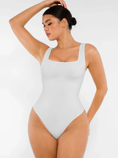 Shapevie – Ribbed Bodysuit with Square Neckline