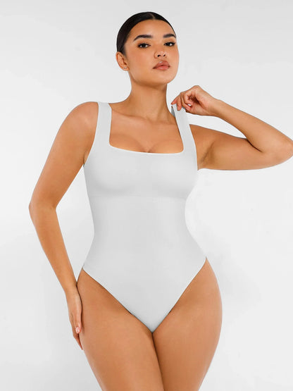 Shapevie – Ribbed Bodysuit with Square Neckline