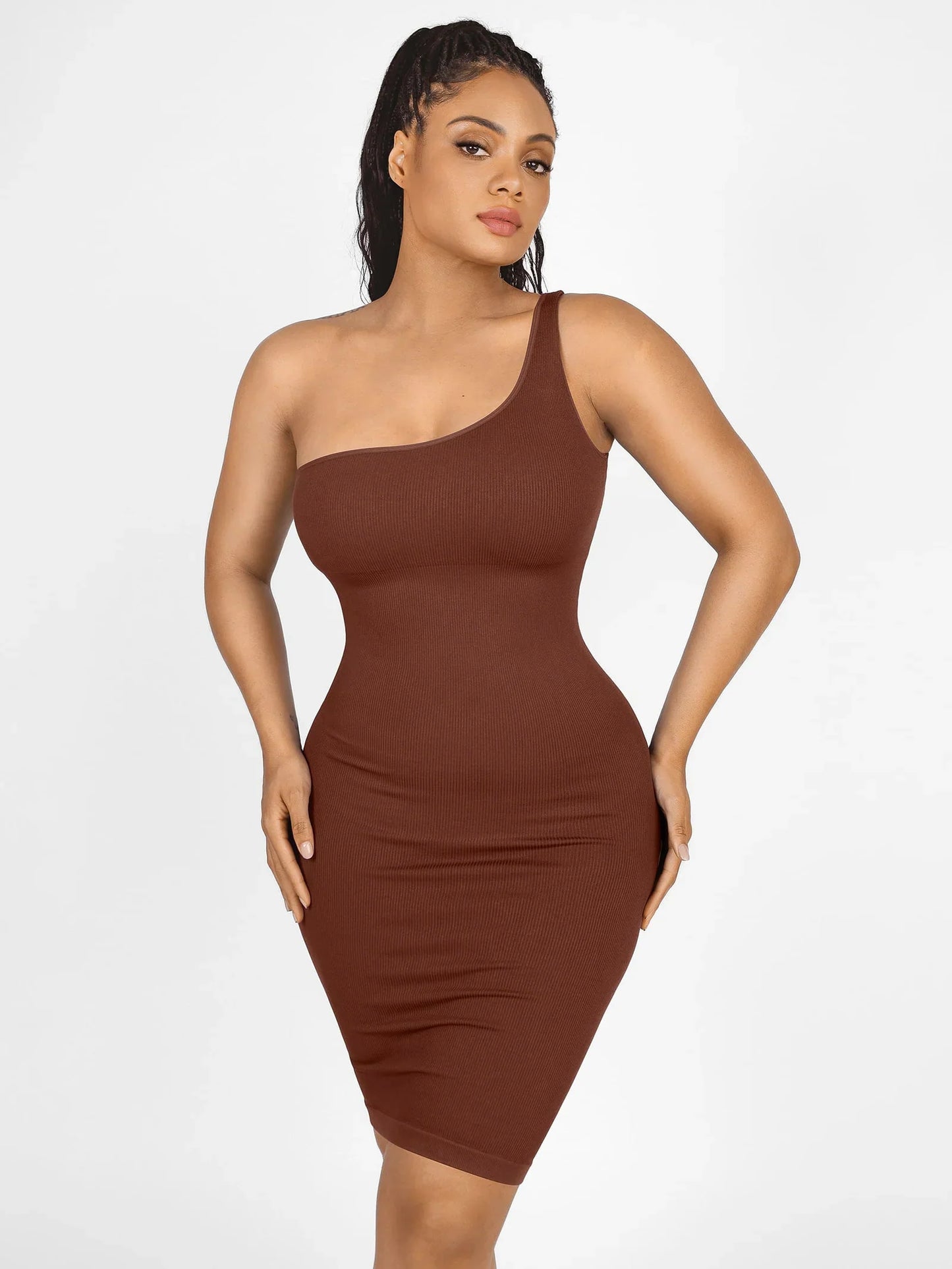 Shapevie – One-Shoulder Midi Shaping Dress