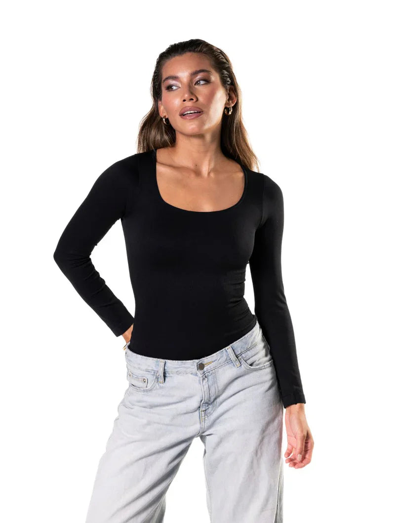 Shapevie – Long-Sleeve Thong Bodysuit