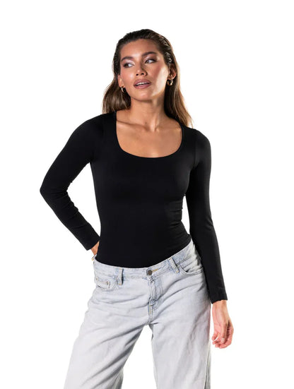 Shapevie – Long-Sleeve Thong Bodysuit