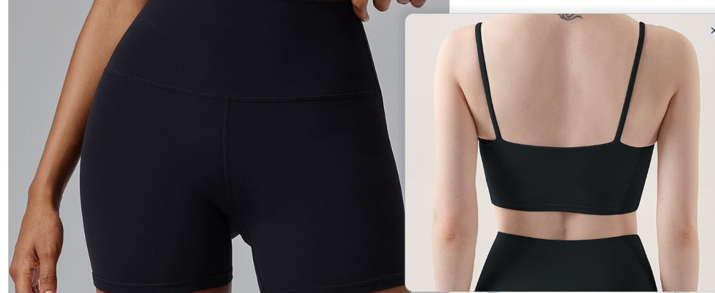 Conjunto Top Cropped + Short Ciclista Preto